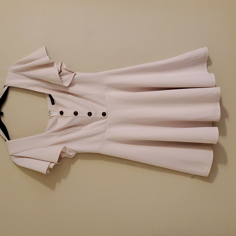 Cute Dress Sleeves Maxi Mini Cream Colored Zipper Back Jodi Kristopher Size 9